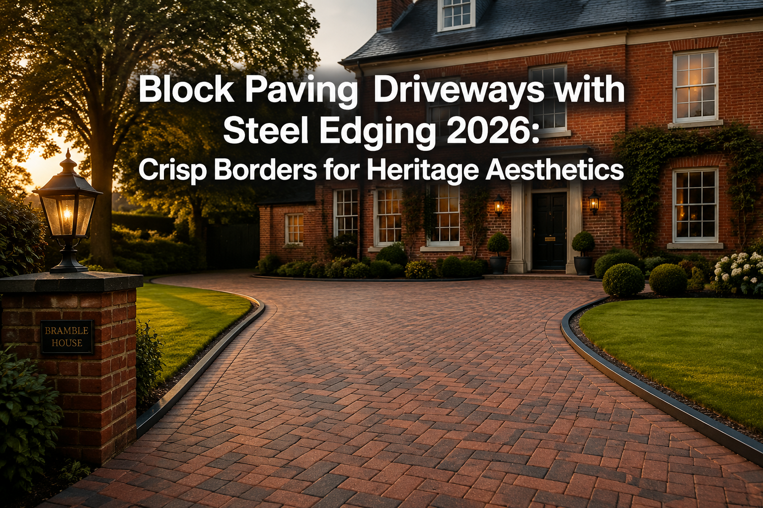 Professional () hero image with : 'Block Paving Driveways with Steel Edging 2026: Crisp Borders for Heritage Aesthetics' in